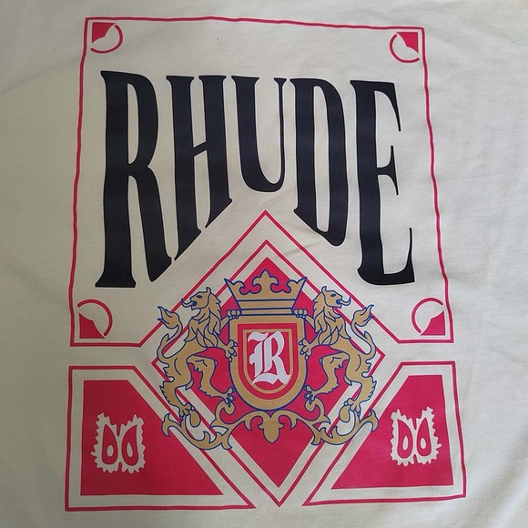Rhude Card Backprint T-Shirt In Cream - Picture 9 of 9